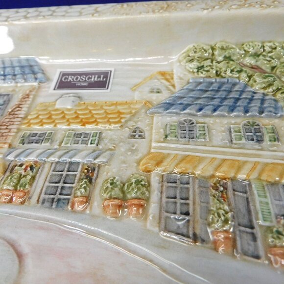 New Croscill Ceramic Village Square Rectangular Vanity Tray 13" - Picture 4 of 6